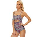 Traditional cherry blossom on a gray background Knot Front One-Piece Swimsuit View2