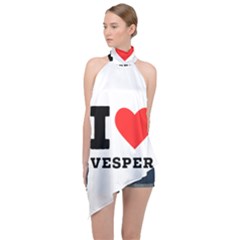 I Love Vesper Halter Asymmetric Satin Top