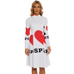 I Love Vesper Long Sleeve Shirt Collar A-line Dress by ilovewhateva