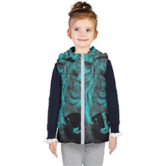 Angry Male Lion Predator Carnivore Kids  Hooded Puffer Vest by Salman4z