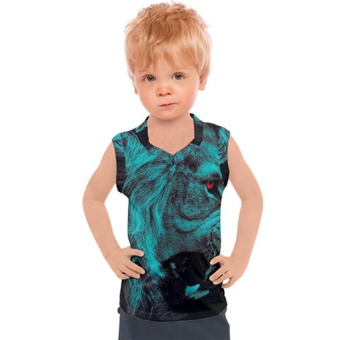 Angry Male Lion Predator Carnivore Kids  Sport Tank Top by Salman4z