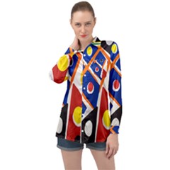 Pattern And Decoration Revisited At The East Side Galleries Long Sleeve Satin Shirt