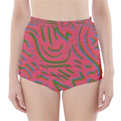 Pattern Saying Wavy High-waisted Bikini Bottoms by Salman4z