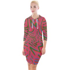 Pattern Saying Wavy Quarter Sleeve Hood Bodycon Dress by Salman4z