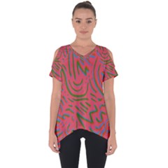 Pattern Saying Wavy Cut Out Side Drop Tee by Salman4z