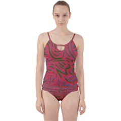 Pattern Saying Wavy Cut Out Top Tankini Set by Salman4z