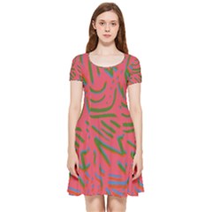 Pattern Saying Wavy Inside Out Cap Sleeve Dress by Salman4z