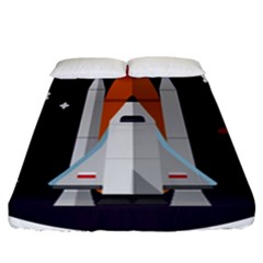 Rocket Space Universe Spaceship Fitted Sheet (california King Size) by Salman4z