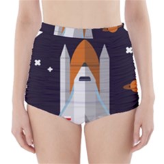Rocket Space Universe Spaceship High-waisted Bikini Bottoms by Salman4z
