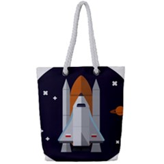 Rocket Space Universe Spaceship Full Print Rope Handle Tote (small) by Salman4z