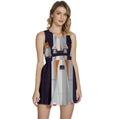 Rocket Space Universe Spaceship Sleeveless High Waist Mini Dress by Salman4z