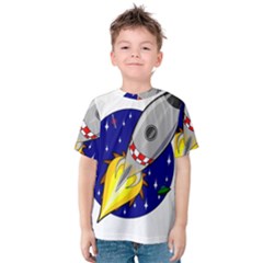 Rocket Ship Launch Vehicle Moon Kids  Cotton Tee