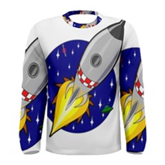 Rocket Ship Launch Vehicle Moon Men s Long Sleeve Tee