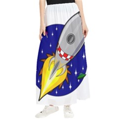 Rocket Ship Launch Vehicle Moon Maxi Chiffon Skirt by Salman4z