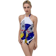 Rocket Ship Launch Vehicle Moon Go With The Flow One Piece Swimsuit by Salman4z