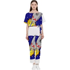 Rocket Ship Launch Vehicle Moon Batwing Lightweight Chiffon Jumpsuit by Salman4z