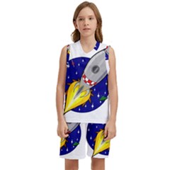 Rocket Ship Launch Vehicle Moon Kids  Basketball Mesh Set by Salman4z