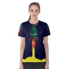 Rocket Halftone Astrology Astronaut Women s Cotton Tee