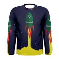 Rocket Halftone Astrology Astronaut Men s Long Sleeve Tee