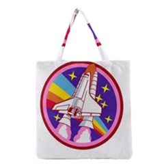 Badge Patch Pink Rainbow Rocket Grocery Tote Bag