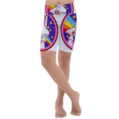 Badge Patch Pink Rainbow Rocket Kids  Lightweight Velour Cropped Yoga Leggings by Salman4z