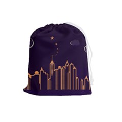 Skyscraper Town Urban Towers Drawstring Pouch (large)