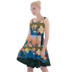 City Buildings Urban Dawn Knee Length Skater Dress by Salman4z