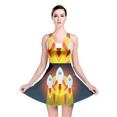 Rocket Take Off Missiles Cosmos Reversible Skater Dress