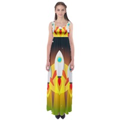 Rocket Take Off Missiles Cosmos Empire Waist Maxi Dress