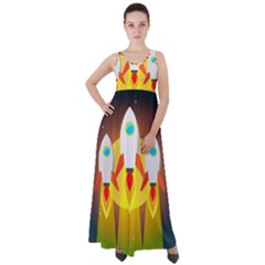 Rocket Take Off Missiles Cosmos Empire Waist Velour Maxi Dress