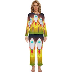 Rocket Take Off Missiles Cosmos Womens  Long Sleeve Lightweight Pajamas Set