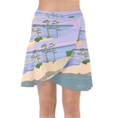 Vacation Island Sunset Sunrise Wrap Front Skirt by Salman4z