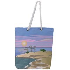 Vacation Island Sunset Sunrise Full Print Rope Handle Tote (large) by Salman4z