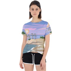 Vacation Island Sunset Sunrise Open Back Sport Tee by Salman4z