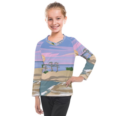 Vacation Island Sunset Sunrise Kids  Long Mesh Tee by Salman4z