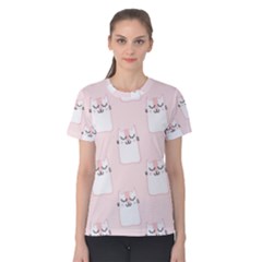 Pattern Pink Cute Sweet Fur Cats Women s Cotton Tee