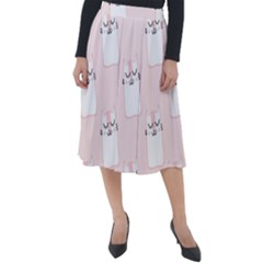 Pattern Pink Cute Sweet Fur Cats Classic Velour Midi Skirt  by Salman4z