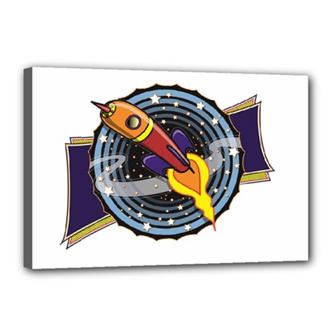 Rocket Space Clipart Illustrator Canvas 18  X 12  (stretched) by Salman4z