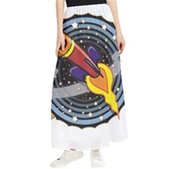 Rocket Space Clipart Illustrator Maxi Chiffon Skirt by Salman4z