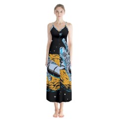 Astronaut Planet Space Science Button Up Chiffon Maxi Dress by Salman4z