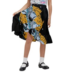 Astronaut Planet Space Science Kids  Ruffle Flared Wrap Midi Skirt by Salman4z