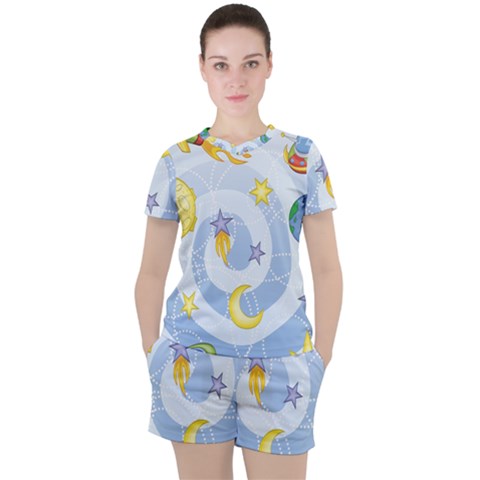Science Fiction Outer Space Women s Tee And Shorts Set by Salman4z