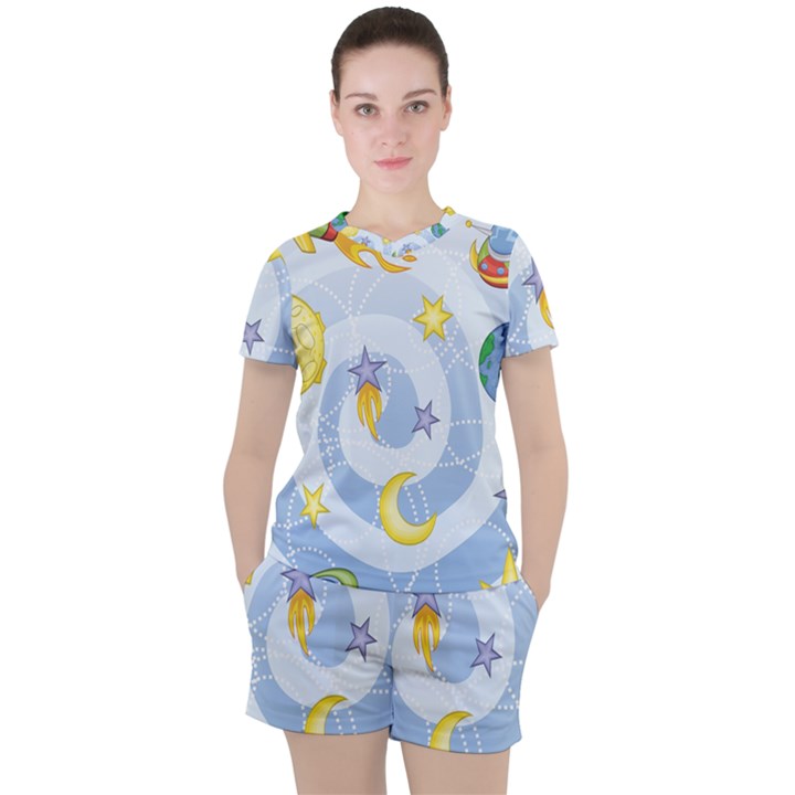 Science Fiction Outer Space Women s Tee and Shorts Set