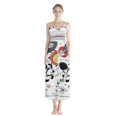 Astronaut Drawing Planet Button Up Chiffon Maxi Dress by Salman4z