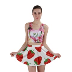 Seamless Pattern Fresh Strawberry Mini Skirt