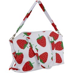 Seamless Pattern Fresh Strawberry Canvas Crossbody Bag