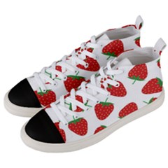 Seamless Pattern Fresh Strawberry Men s Mid-top Canvas Sneakers by Salman4z