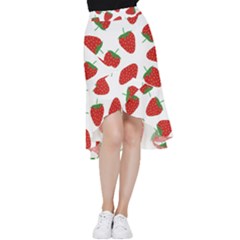 Seamless Pattern Fresh Strawberry Frill Hi Low Chiffon Skirt