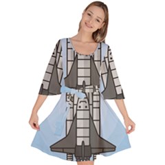 Rocket Shuttle Spaceship Science Velour Kimono Dress by Salman4z