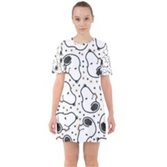 Dog Pattern Sixties Short Sleeve Mini Dress